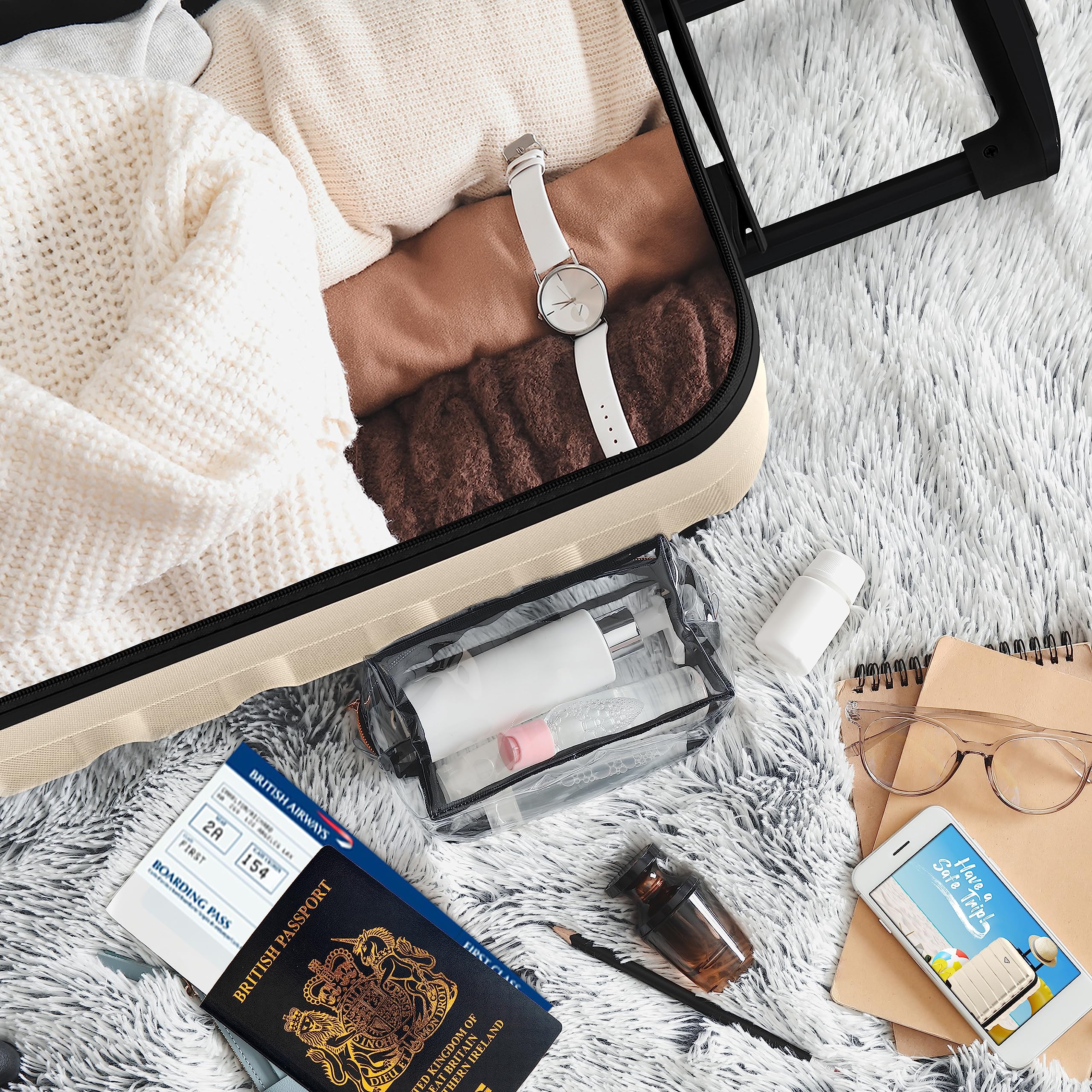 Flight Knight 55x40x20 Ryanair Priority Cabin Suitcase, Also for EasyJet, Jet2, Lightweight,ABS Hard Shell, Durable 4-Wheel Cabin Case, Carry-On Size 10kg Hand Luggage, Travel Bag- 55 x 40 x 20