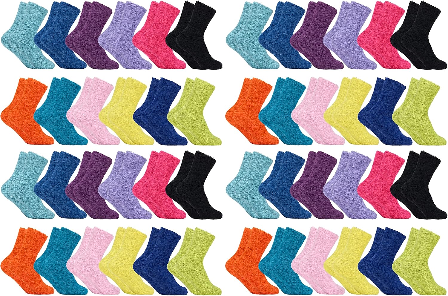 Yacht & Smith 48 Pairs Mens and Womens Wholesale Bulk Warm And Cozy Fuzzy Socks, Colorful Winter Sock, Size 9-11