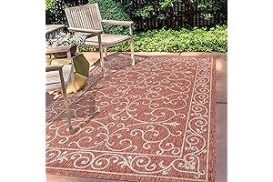 JONATHAN Y Charleston Vintage Filigree Textured Weave Red Outdoor Patio Rug