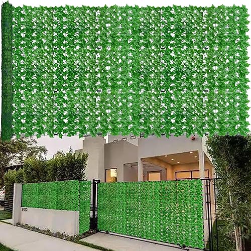 Artificial Ivy Fence Privacy Screen,60 x 120 Inch UV-Anti Artificial Fake Ivy Hedge,Light Green Artificial Hedge Backyard Decor for Indoor, Outdoor,Garden,Fence,Balcony and Many Other Scenarios