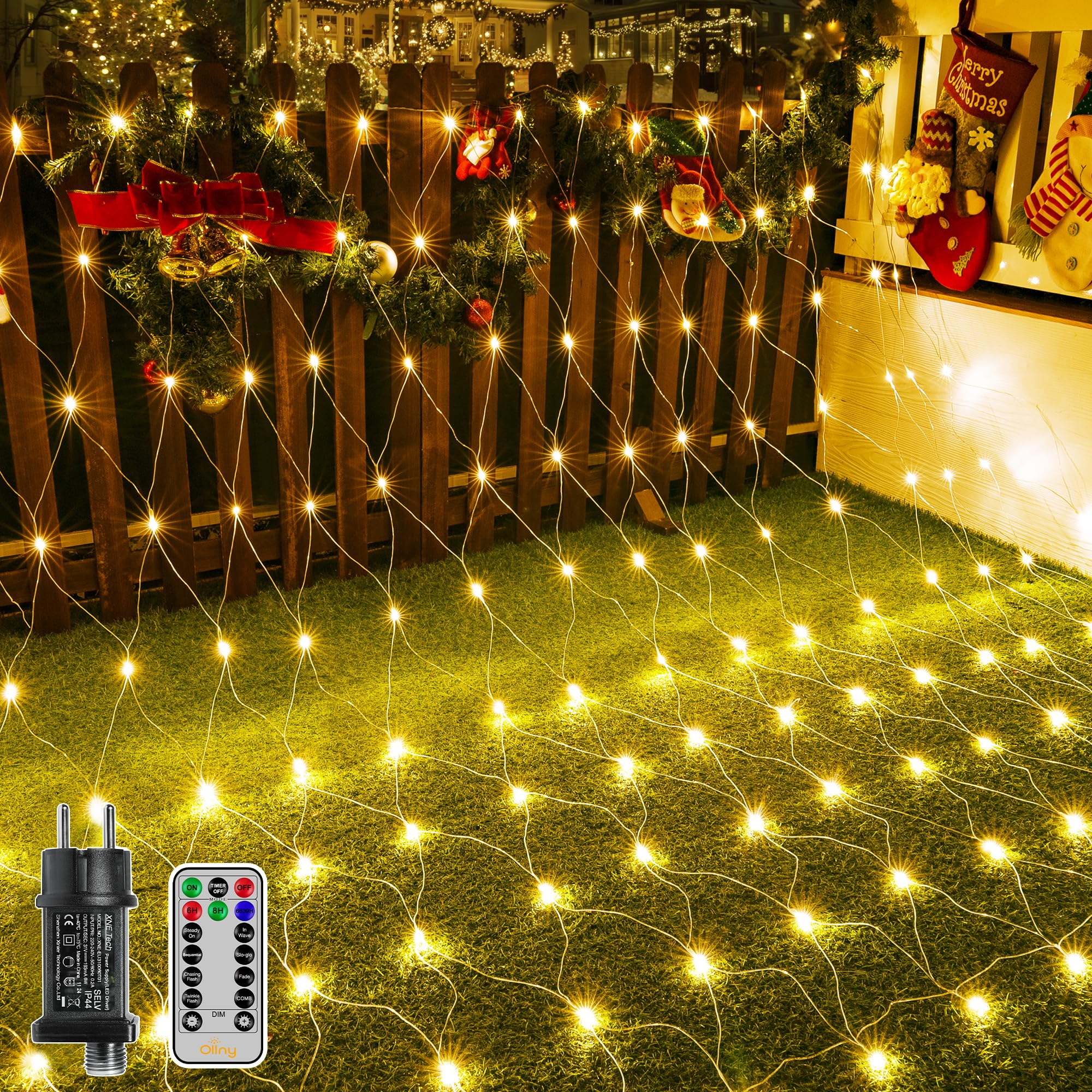 Gartenpirat LED-Lichternetz Mit Timer - 200 LED Warmweiß Für Innen & Außen