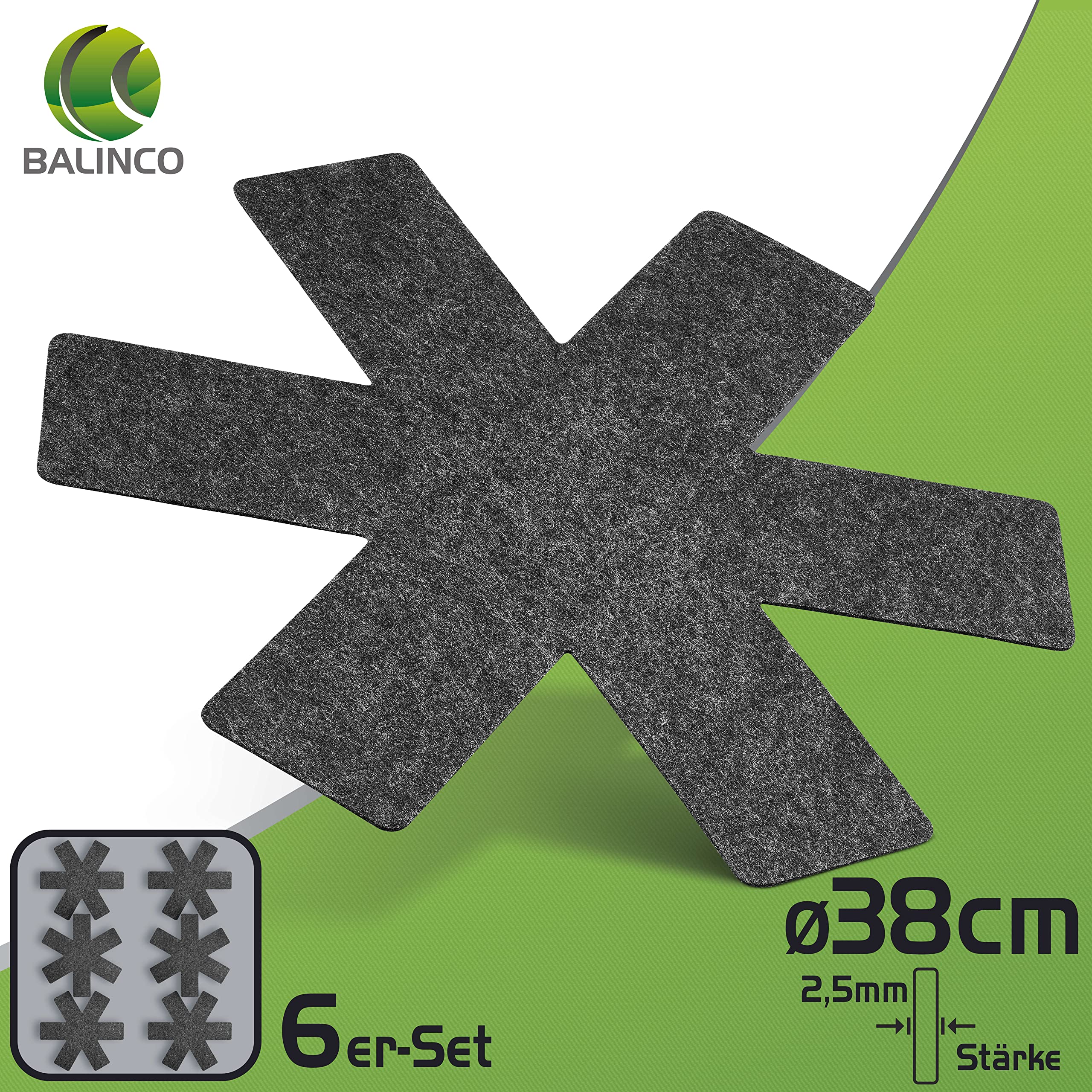 Balinco Pan Protector Felt, Trivet Heat Resistant, Washable, Stacking Protection Dishes for Pans Pots, Bowls, Adjustable Size, Set of 6 - Image 2