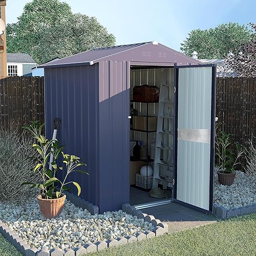 Miniatura 8 de MUPATER Outdoor Storage Shed 4x4 FT, Garden Tool Shed, Metal Lean-to Shed Kit for Backyard Lawn with Lockable Door and Vents