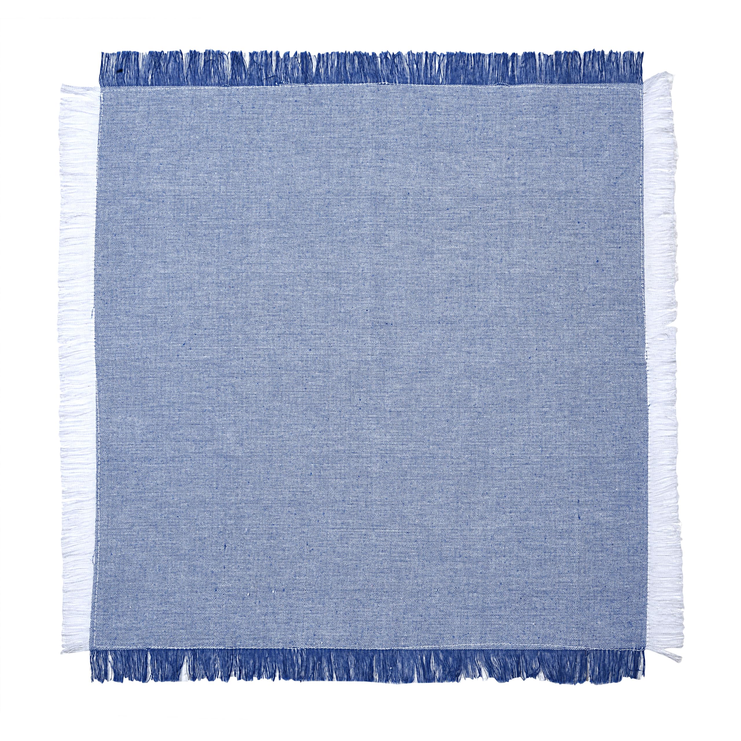 THE TOWEL HOUSE 100% Cotton Premium Dinner Napkin with Stylish Four-Side Fringes, Highly Absorbent, Soft for Wedding, Party, 18x18 Inch, Pack of 8 - Blue, Perfect for Elegant Gathering, Everyday Use