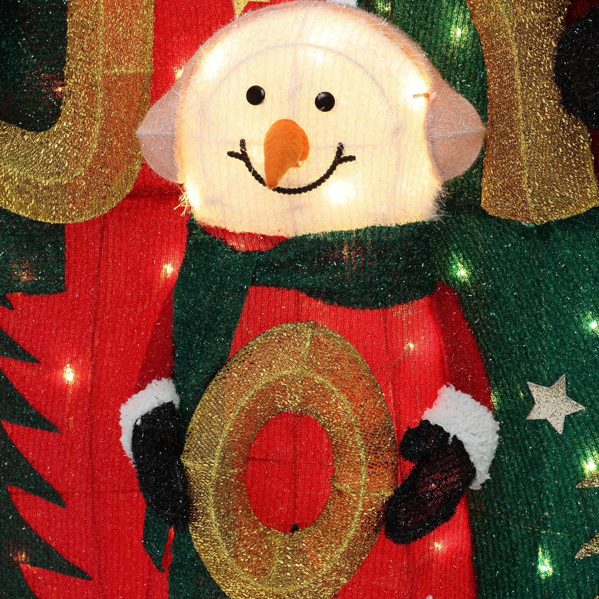 LuxenHome - Muñeco de nieve iluminado de 3 pies, decoración familiar al aire libre, muñeco de nieve con sombrero y bufanda, decoraciones navideñas iluminadas para interiores y exteriores para porche