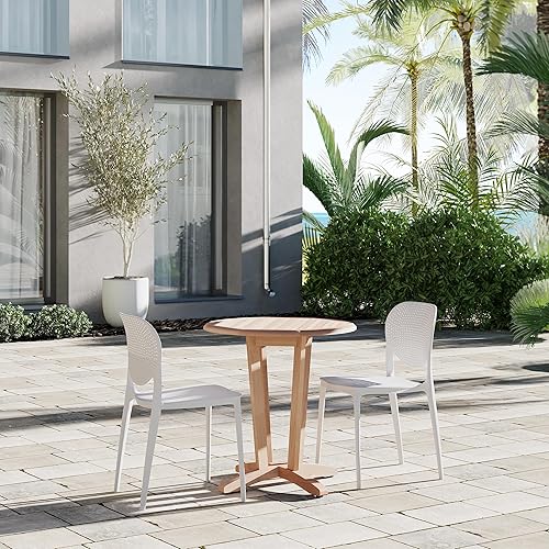 Miniatura 9 de Amazonia Victor - Mesa redonda Bistro para exteriores, teca certificada, ideal para patio e interiores, 27 pulgadas de largo x 27 pulgadas de ancho
