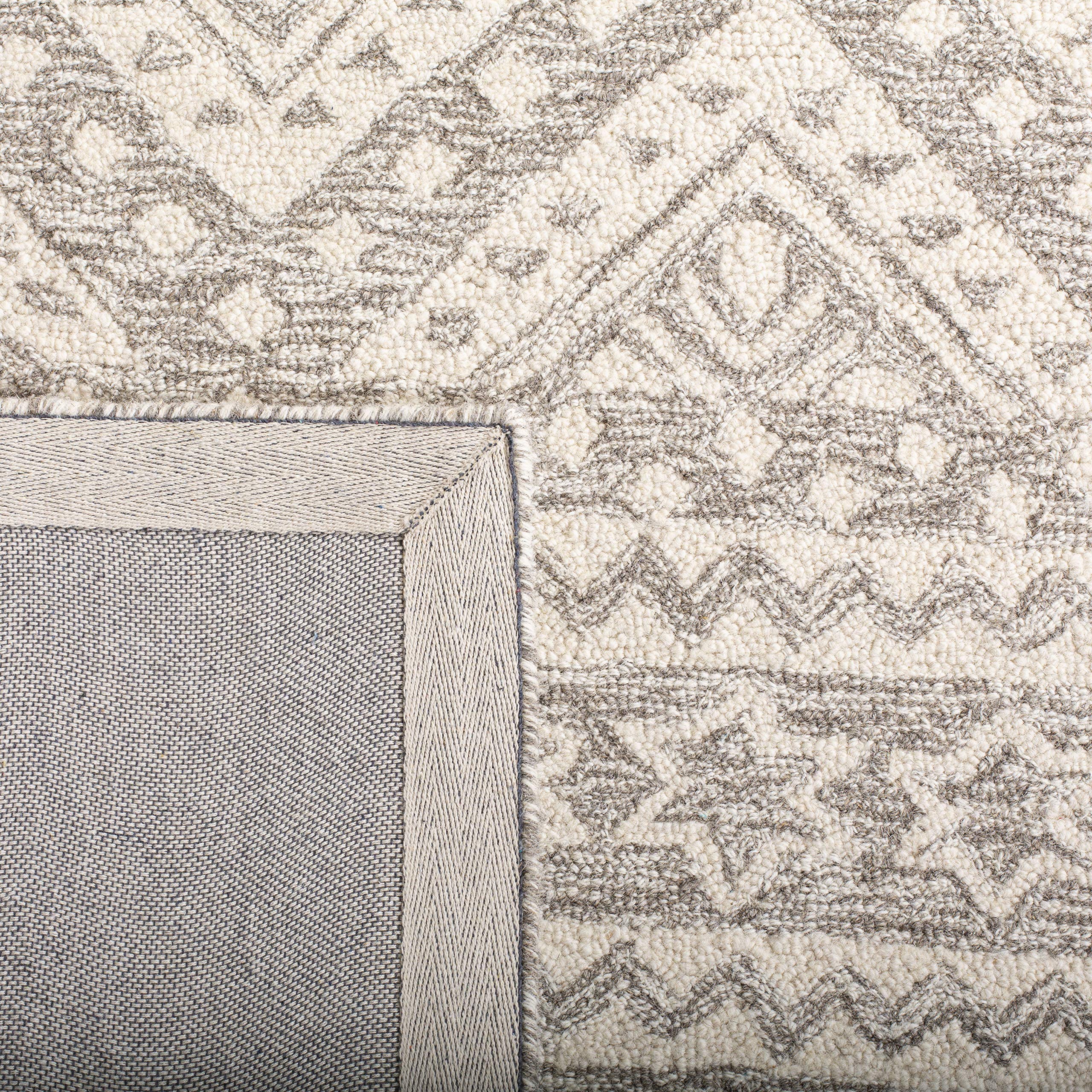Safavieh Micro-Loop Wollläufer – 2'3 X 7', Handgetuftet, Flacher Flor, Charcoal/Ivory