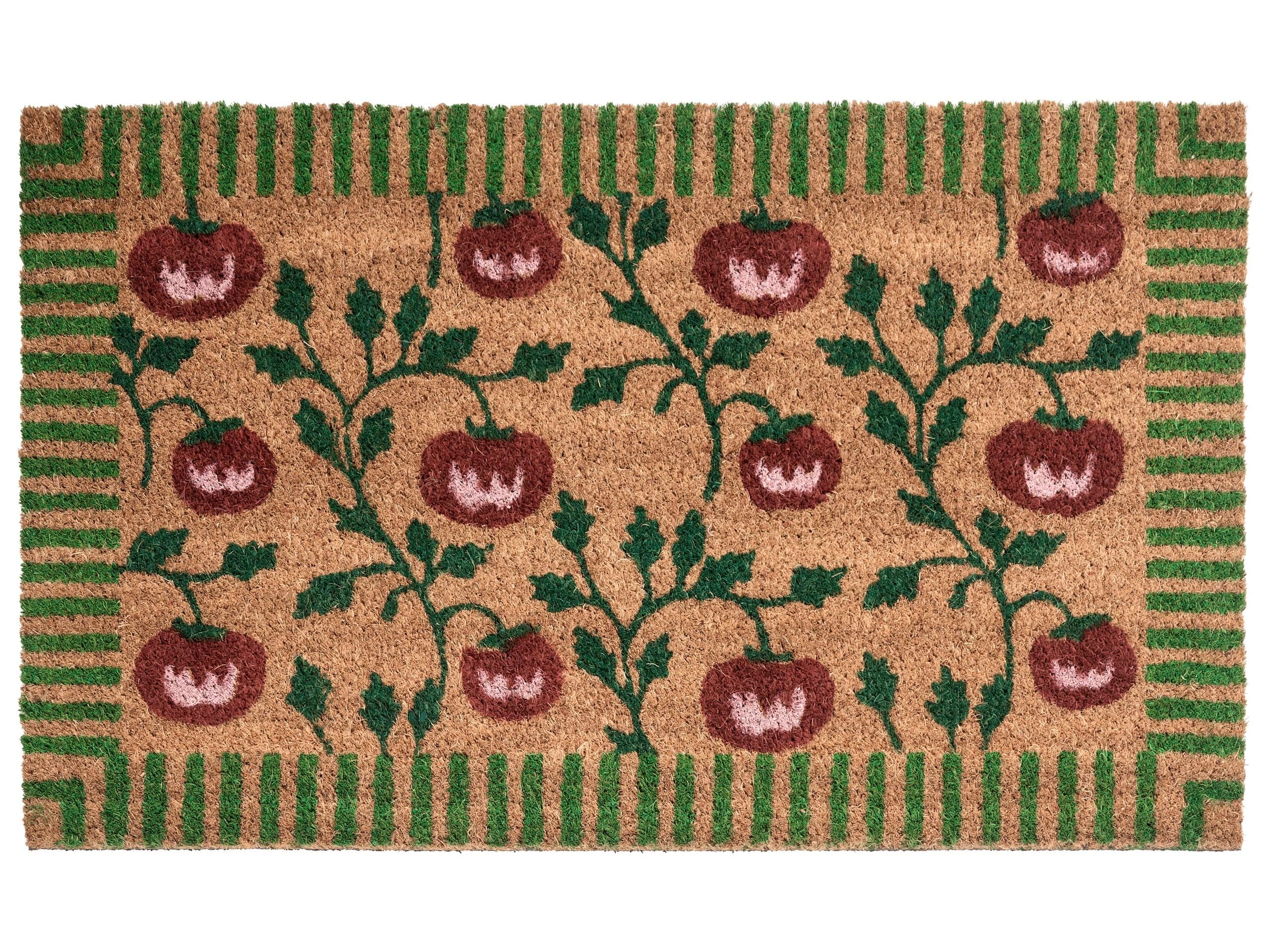 Beliani Paillasson en Fibre de Coco 45 x 75 cm Antidérapant Dessous en PVC Classique Motif Légumes Naturel Knik