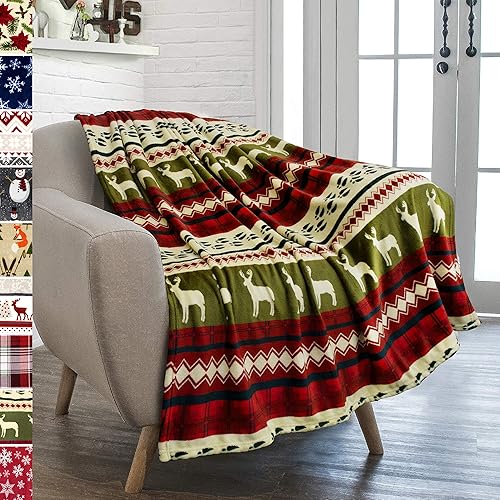 PAVILIA Manta de Navidad  Manta roja de forro polar navideño  Suave, afelpada, cálida manta de invierno para cabaña, 50 x 60 pulgadas (Navidad roja)