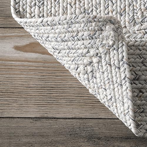 Miniatura 4 de nuLOOM Wynn - Alfombra decorativa trenzada para interiores y exteriores, 3 x 5pies, ovalada, marfil