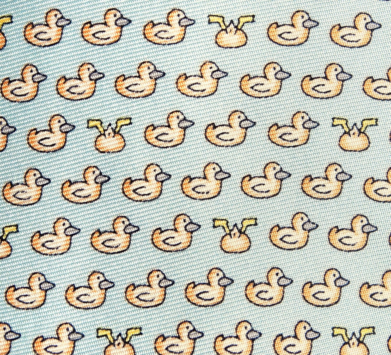 Men's 100% Silk Neckties Duck Printed Tie (Light Blue)