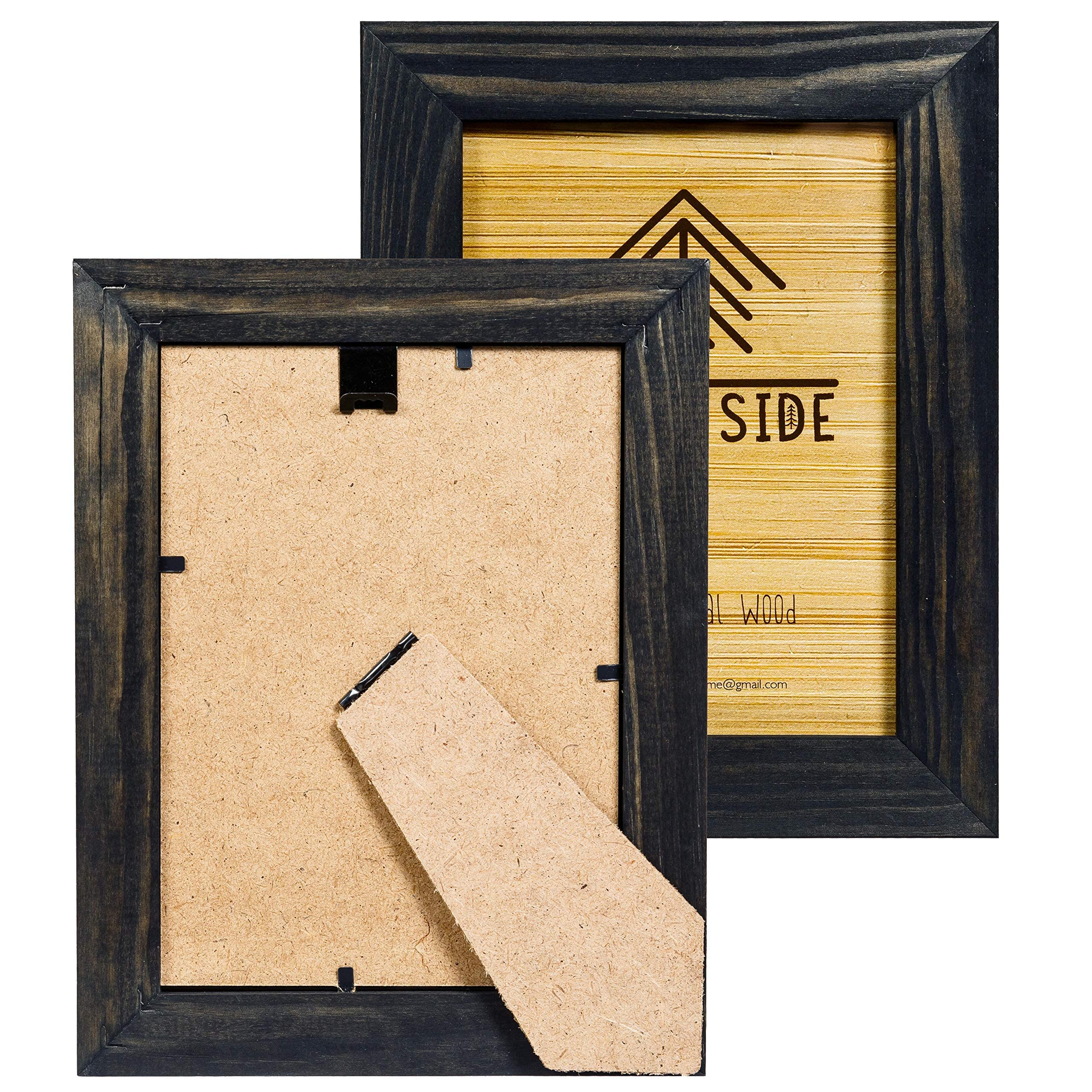 Rustic Wooden Picture Frames 8x10 Black Charcoal Set of 2 Natural