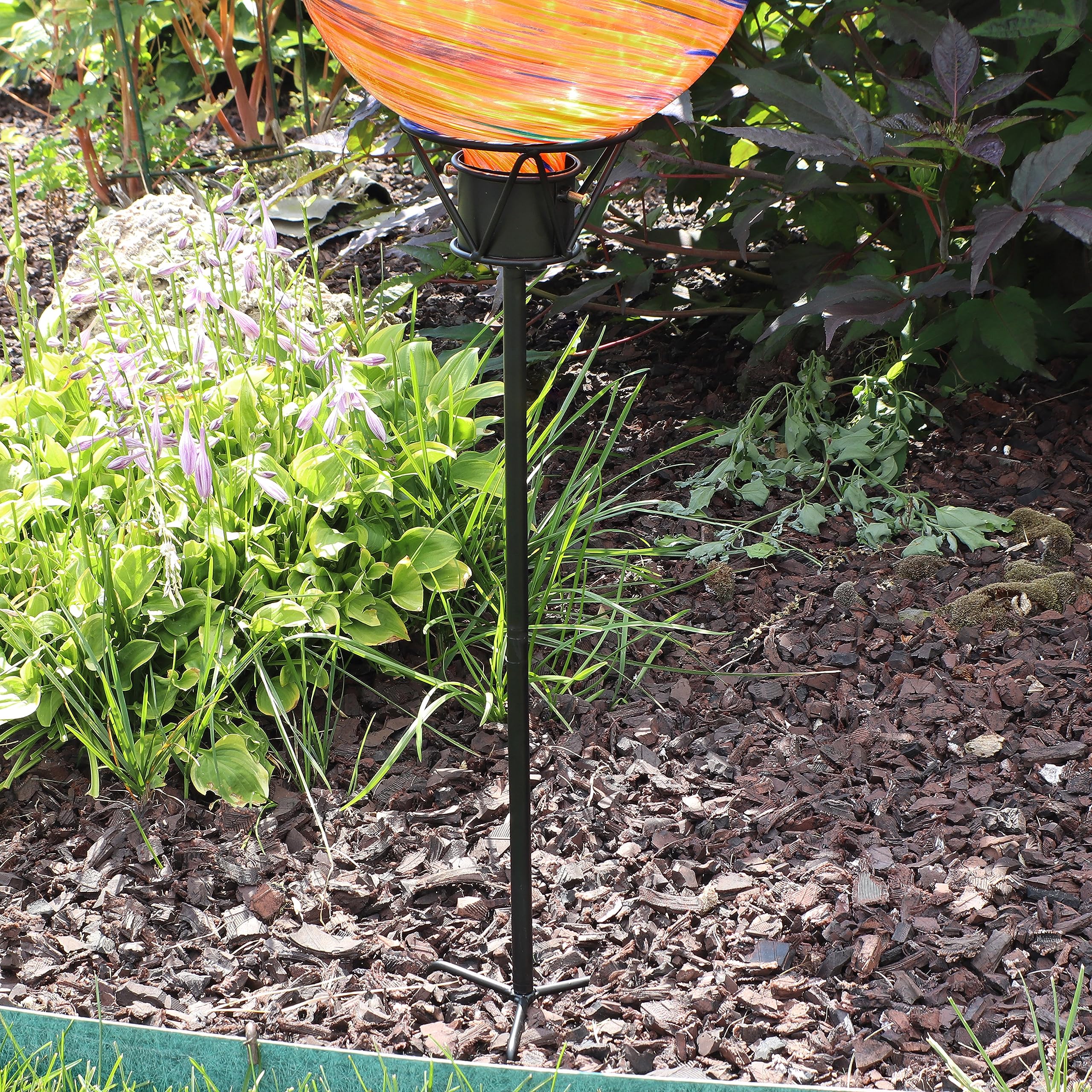 Snapklik.com : Sunnydaze Outdoor Gazing Globe Stand - In-Ground Metal ...