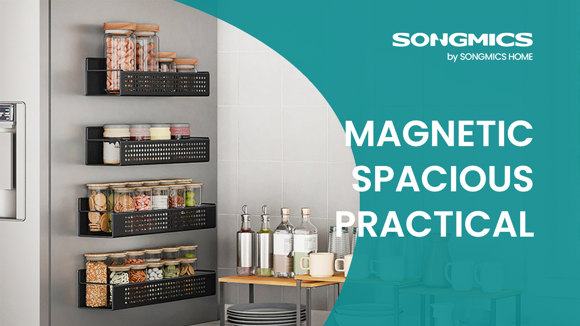 Amazon.com: SONGMICS Strong 4 Pack Magnetic Spice Rack for