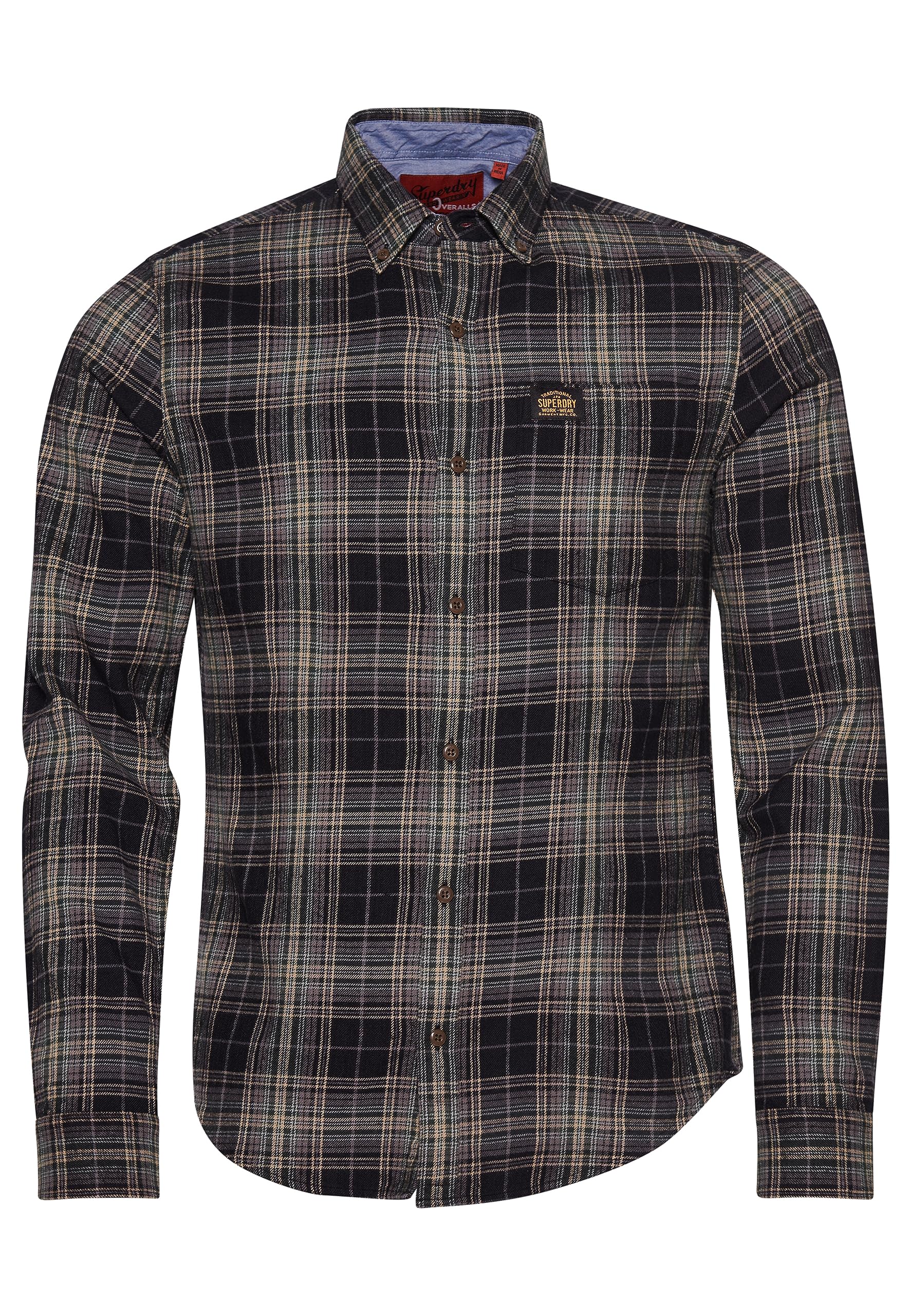 Superdry Men's Drayton Check Black L/S Cotton Lumberjack Shirt For S