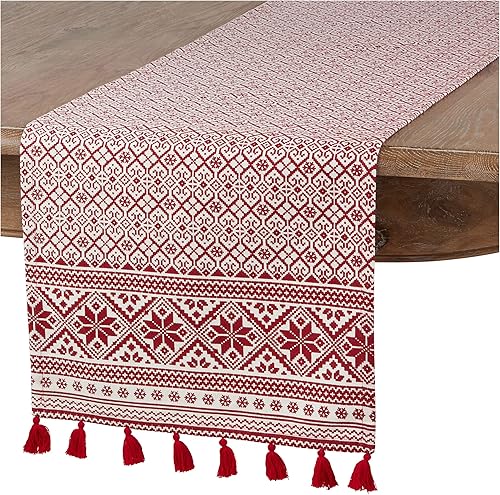 Camino de mesa de comedor de cocina con patrón de Navidad 100% algodón, 16 "x 120"