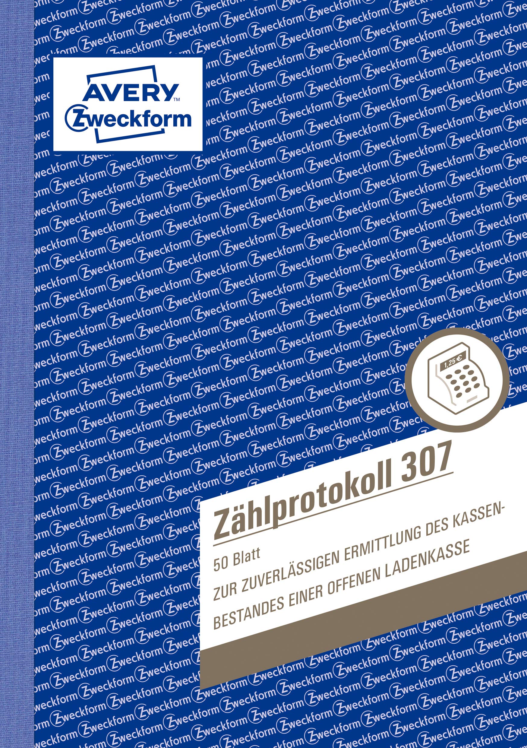 AVERY Zweckform 307 Zählprotokoll für offene Ladenkassen (A5, von Steuerberatern empfohlen, mit Ausfüllhilfe, für Deutschland zur einfachen Zählung des Barbestands, 50 Blatt) 5er Pack