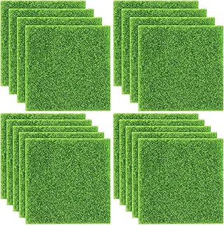 Elcoho 18 Pieces Fake Grass for Crafts Fairy Garden 6 x 6 Inches Artificial Garden Grass for Mini...