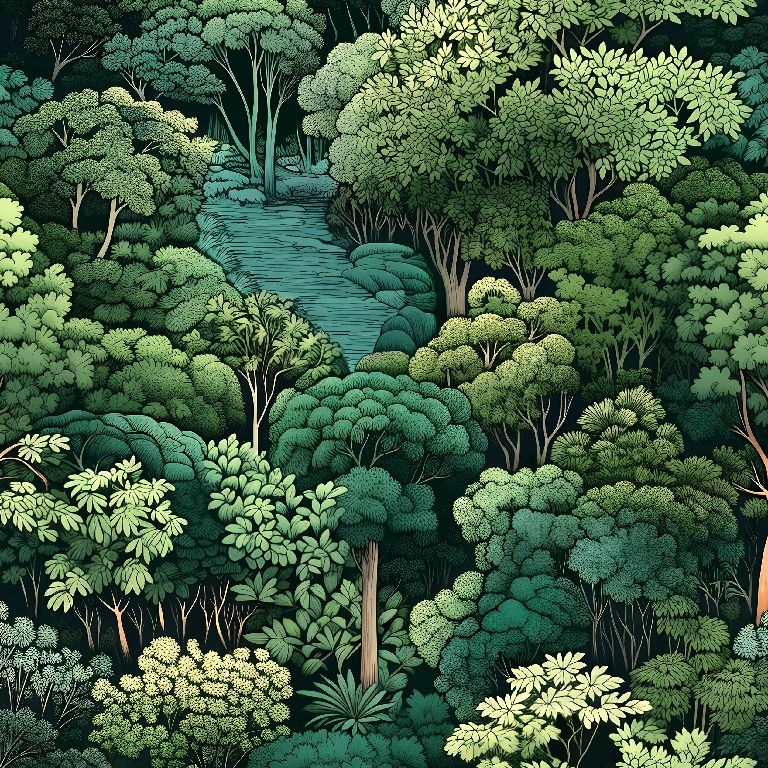 Forest Wallpaper Peel and Stick, Green Trees Contact Paper, Vintage Woodland Mountain Botanical Wall Paper Self Adhesive Waterproof Removable for Room