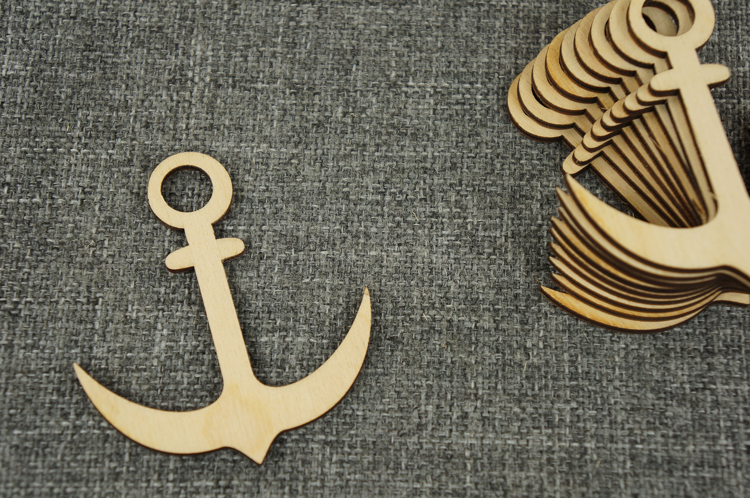 DECOCRAFT WOODEN Anchor x10 Unpainted Shape Anker Tags Blank Decoration Craft Ship (WX79)