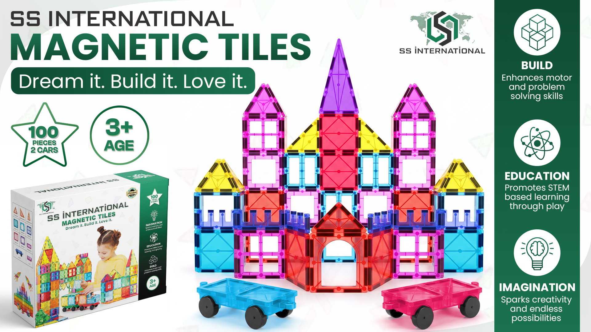 Amazon.com: SS INTERNATIONAL Magnetic Tiles Construction Set for