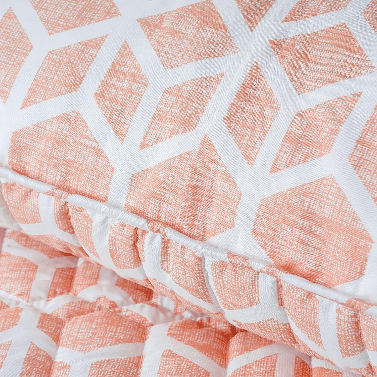 Welhome Thomas Cotton Percale Coral Quilt King Size Set - 3 Piece | 1 Coral King Quilt - 2 Pillow Shams | Designer Bedspread | Lightweight Soft & Durable | All Season | New Apartment Essential
