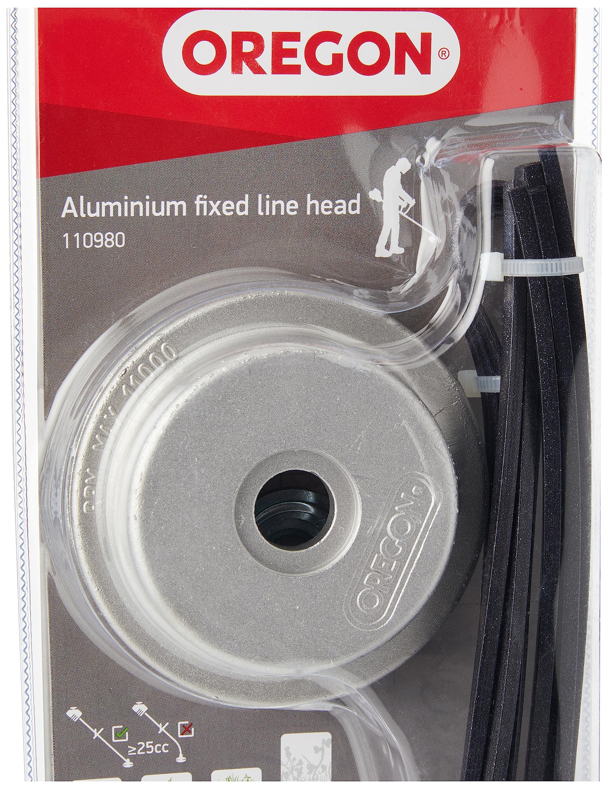 Oregon 110980 Tête de coupe universelle en aluminium fixe avec fil Nylium