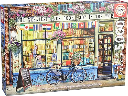 Educa - La librería más grande del mundo - Rompecabezas de 5000 piezas - Pegamento para rompecabezas incluido - La imagen completa mide 61.75 x