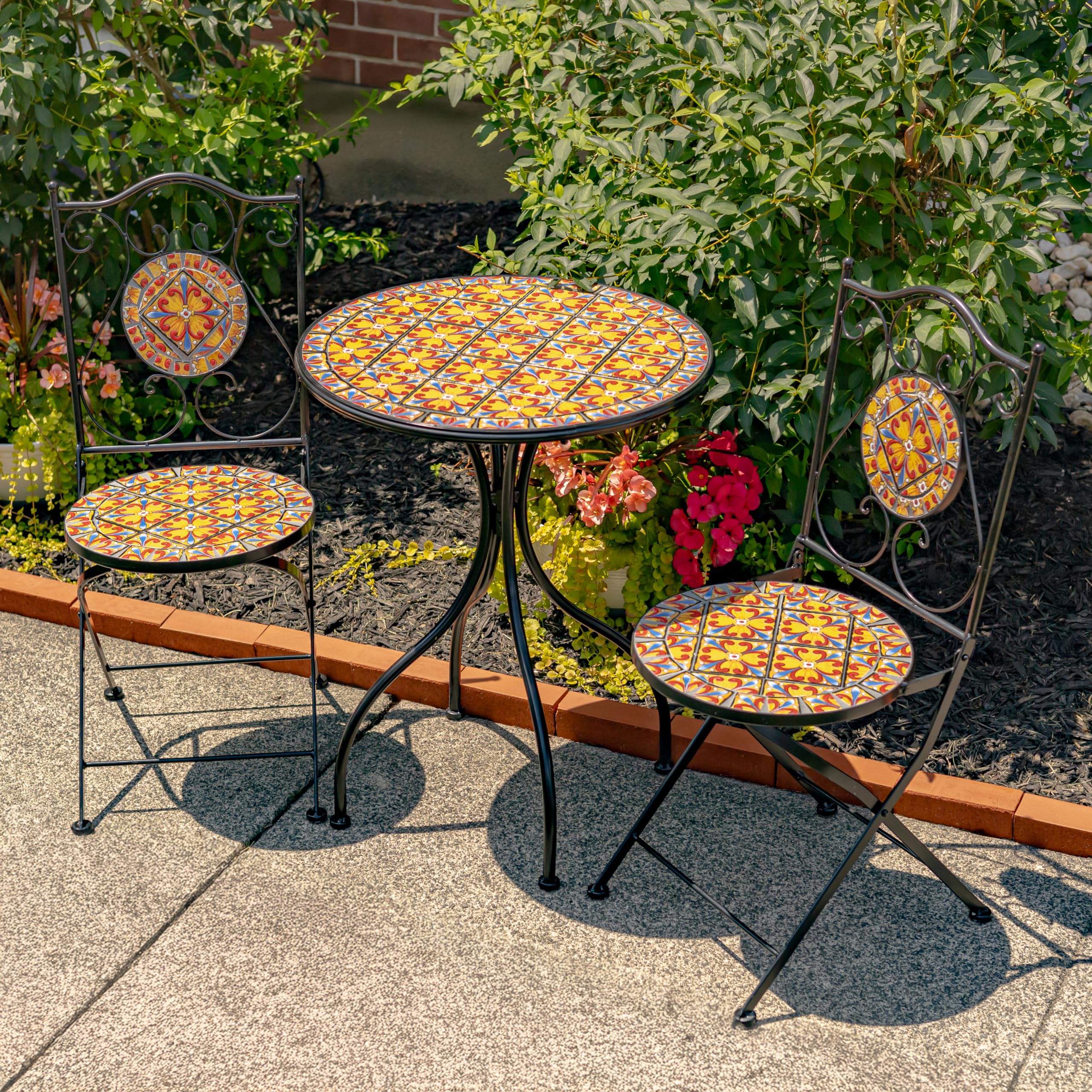 Zaer Ltd. Mosaic Tile Furniture (Bistro Set (1 Table, 2 Chairs