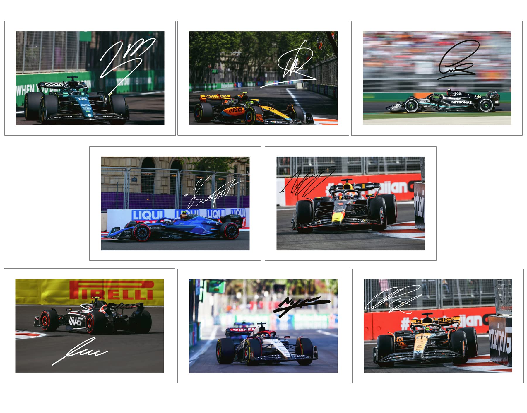 Set of all 20 F1 Formula One Drivers 2023 Signed 6X4 Inch Photo Prints With Pre Printed Signatures Autograph Gift. Artwork