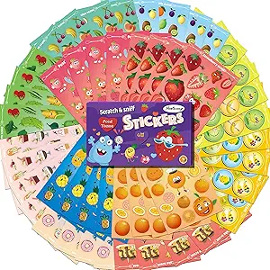 HORIECHALY Stickers for Kids, Smelly Stickers Scratch and Sniff 48 Sheets 12 Scents, Funny Scented Fruit and Food Sticker for Teachers, Classroom Reward, Craft Gift for Boys and Girls