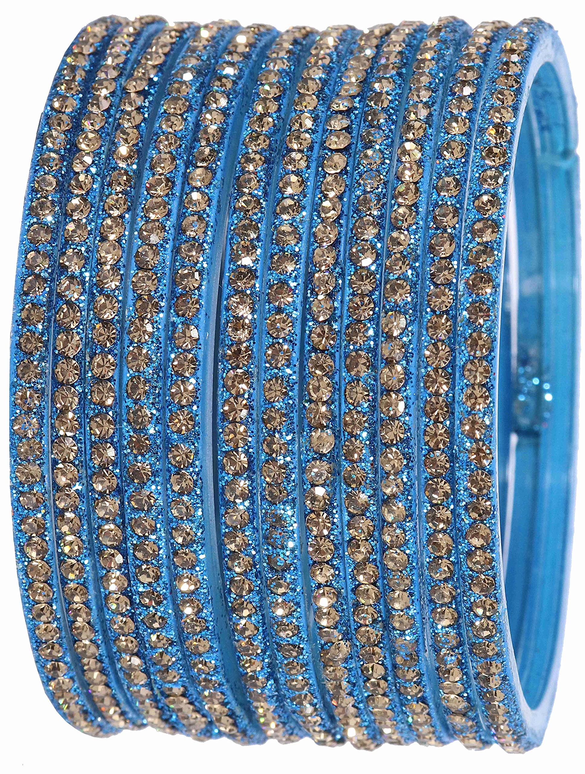 NMII Glass With Zircon Gemstone Studded Glossy Finished Bangle Set For Women and Girls,(Skyblue_2.2 Inches),Pack Of 12 Bangle Set (B0BGP8GPJ2) Amazon Price History, Amazon Price Tracker