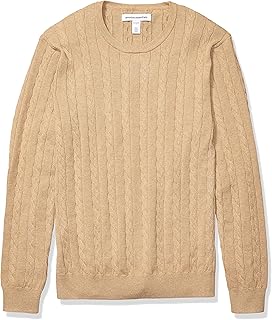 Amazon Essentials Men's Crewneck Cable Cotton Sweater