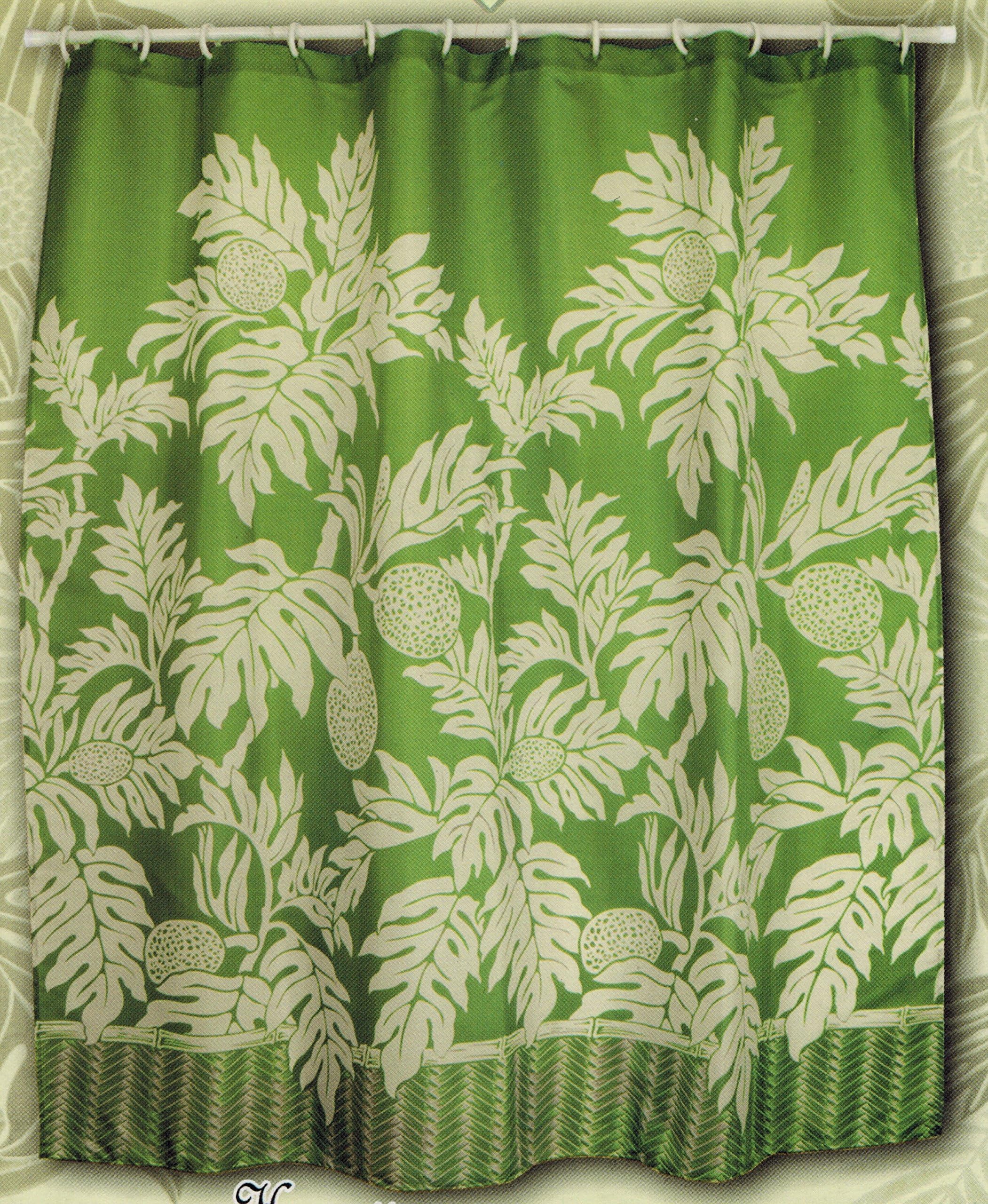 Hawaiian Tropical Fabric Shower Curtain (Breadfruit)
