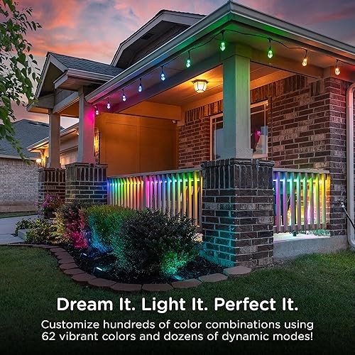 Miniatura 10 de Enbrighten Luces LED de paisaje de 80 pies, blanco seleccionable y cambio de color, 9 discos de por vida, control remoto inalámbrico, al aire libre,