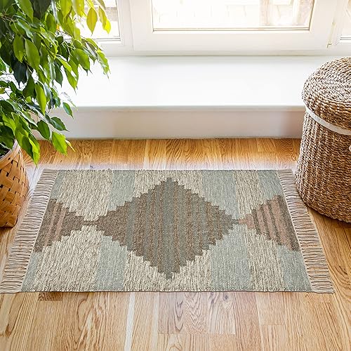 Superior Alfombra de lana copetuda a mano para interiores, decoración geométrica moderna para el suelo del hogar, dormitorio, comedor, cocina,