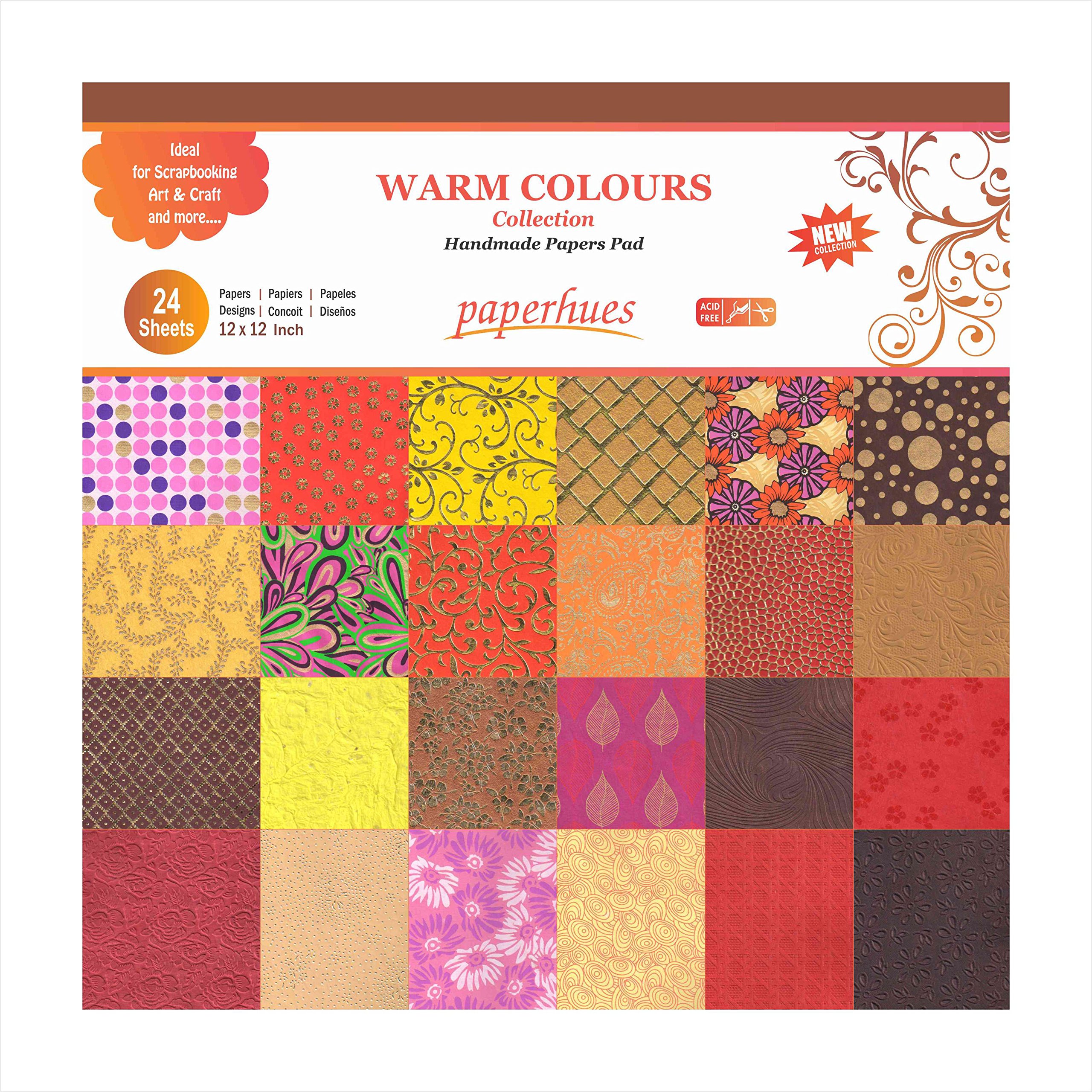 PaperhuesWarm Colors Collection Scrapbook Papers 12x12" Pad, 24 Sheets.
