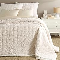 Vista 2 de Pine Cone Hill Atlas Denim Quilt, King Size, Patrón Sólido Azul