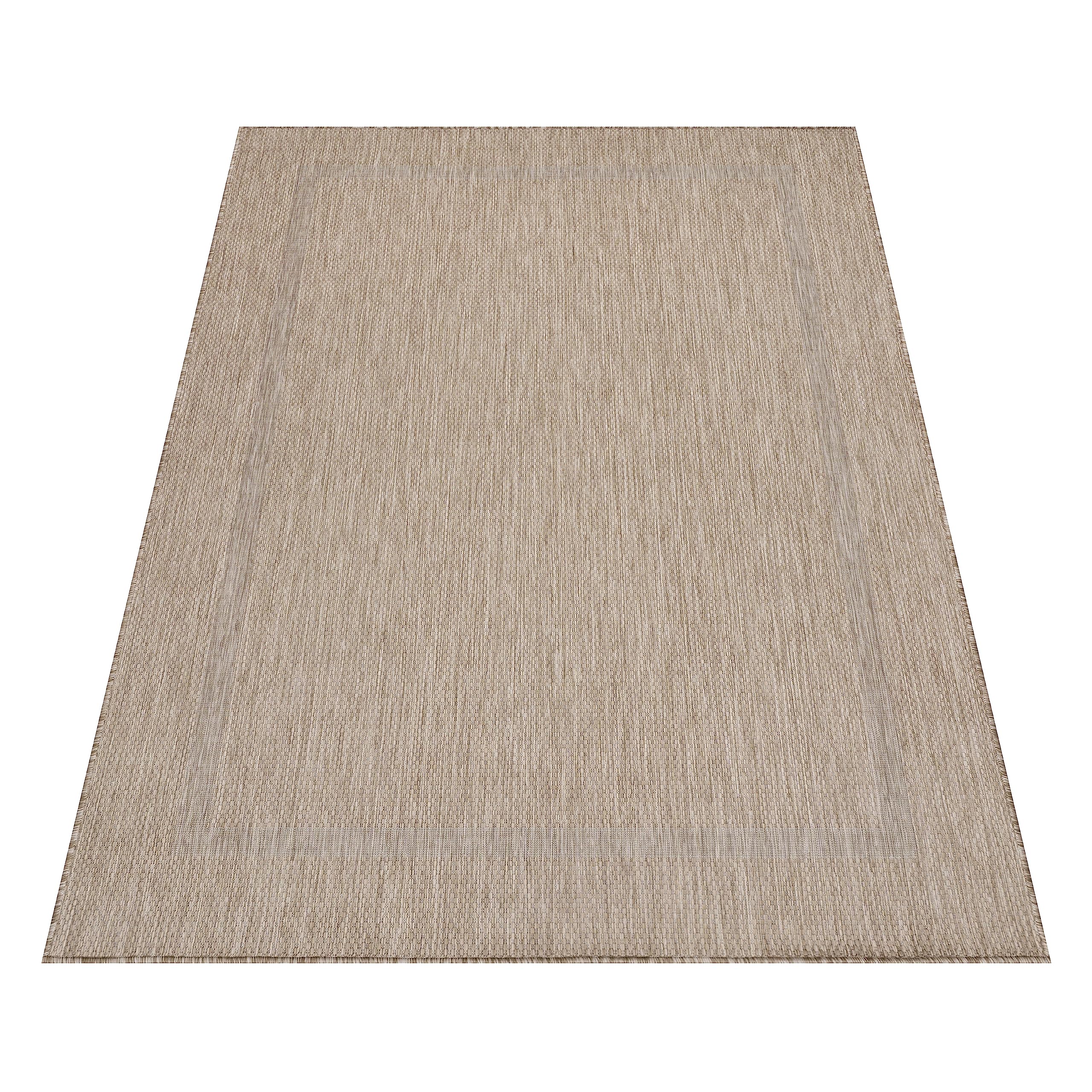 Teppium Tapis d'extérieur résistant aux intempéries, 120 x 170 cm, beige, aspect sisal – Tapis de cuisine lavable, antidérapant, imperméable, bordure, facile d'entretien – Idéal pour balcon, terrasse