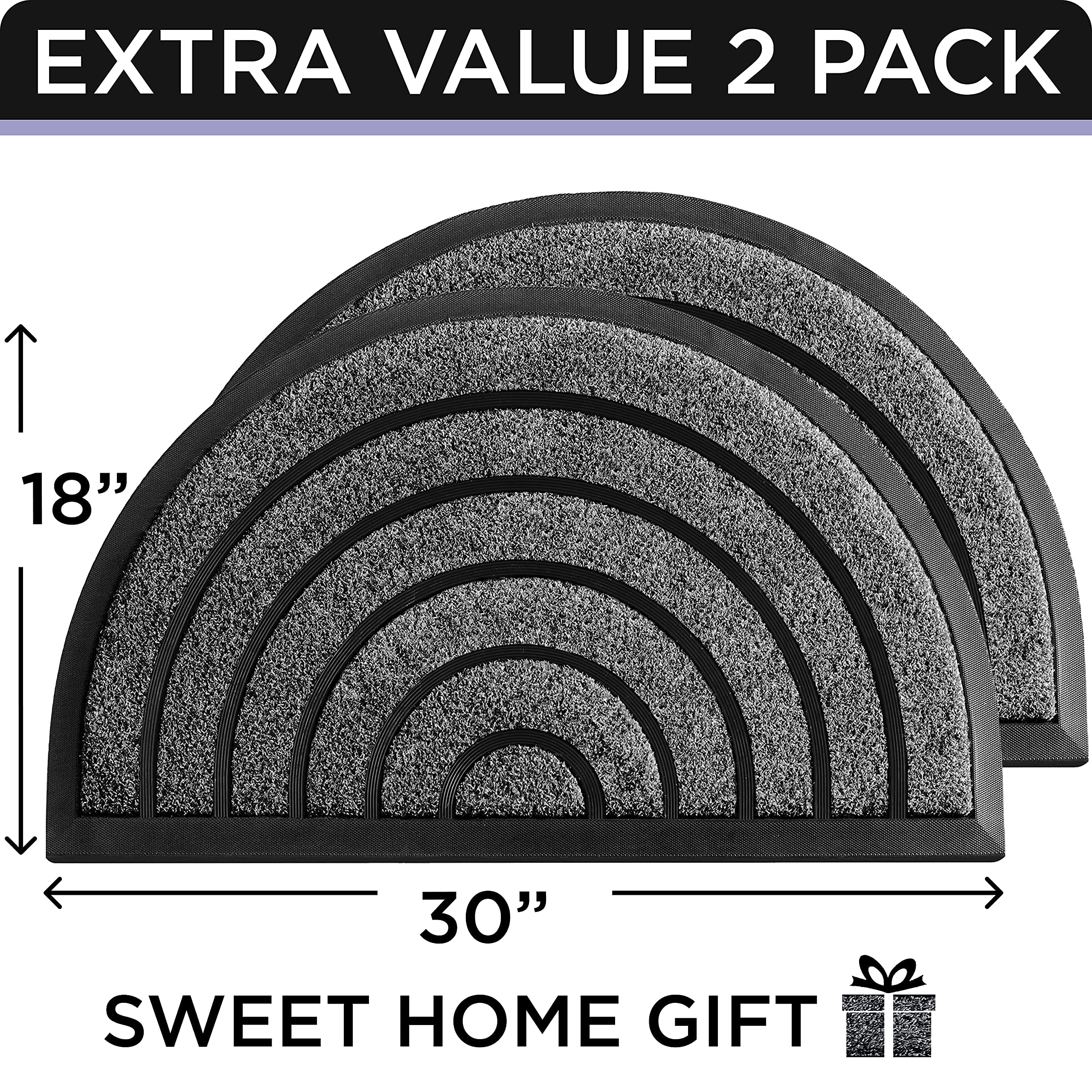 ubdyo 2 Pack Door Mat - Outdoor Mat - Front Door Mat - Welcome Mat - Welcome Mats Outdoor - Door Mats Outdoor - Front Door Mat Outdoor Entrance - Doormat 30x17 - Front Door Mat Outdoor - Grey Door Mat