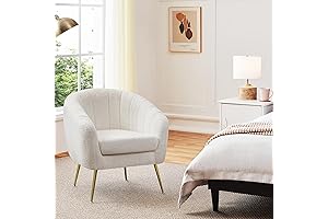 Yaheetech Accent Chair for Bedroom, Gold Vanity Chair with Sherpa Fabric