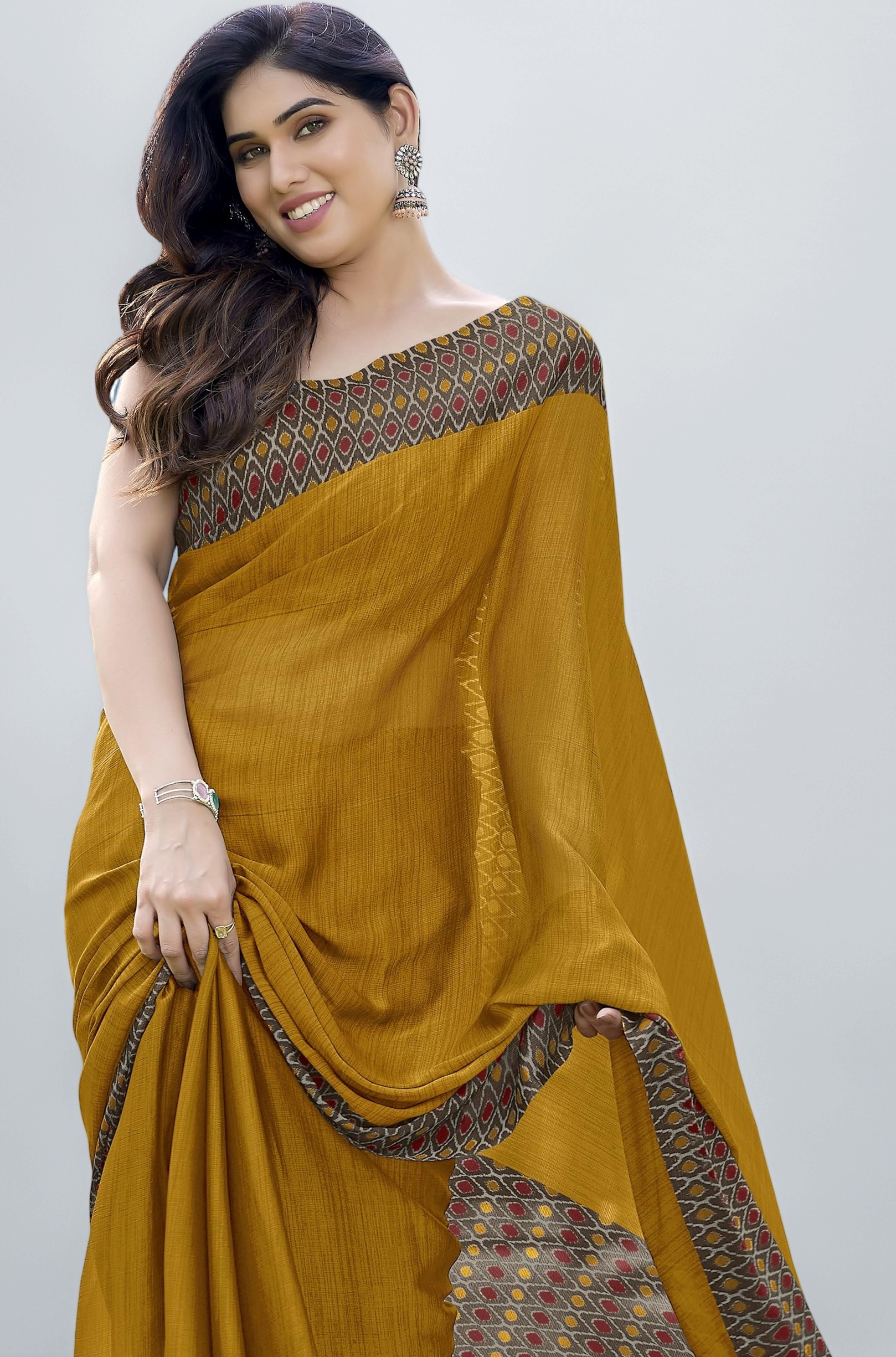 Chiffon Printed Women's Saree with Blouse Piece