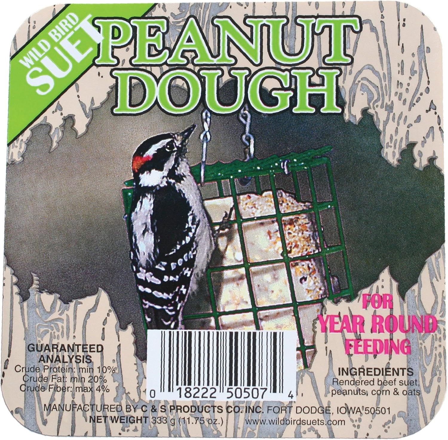 C&S 50507 Peanut Dough Pictorial Label Suet Cake, 14Ounce