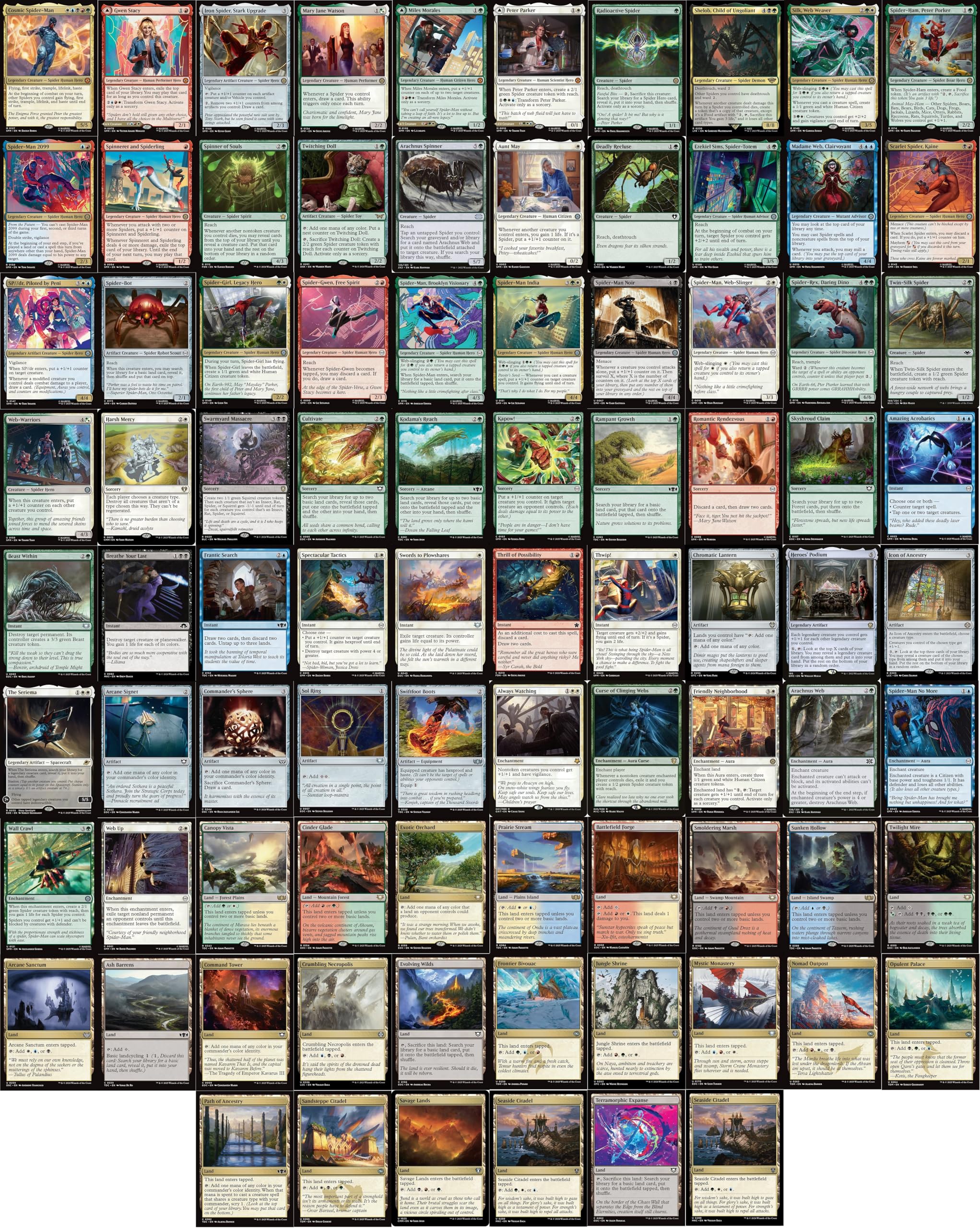 Spider Man Magic The Gathering Commander Deck - 5-Color - Cosmic Spider-Man  - EDH cEDH - 100 Card - Custom MTG Deck