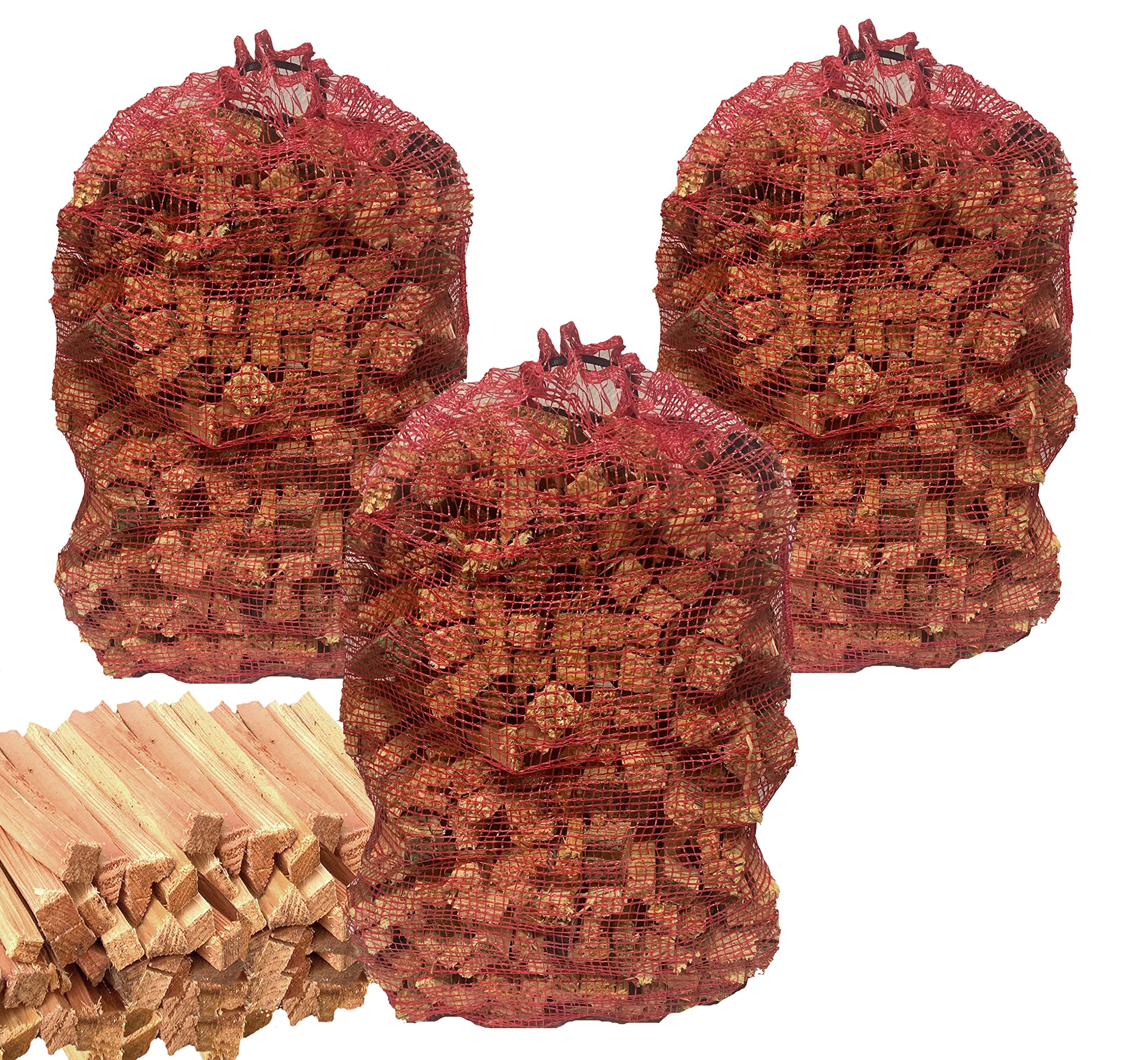 12KG TRADEFARMNI Natural Wooden Kindling Fire Wood Sticks in Netting Bag, Firewood for Wood Burners, Fire Starting, Open Fires, Stoves, Camping Fires, Wood Ovens. Fire Starters