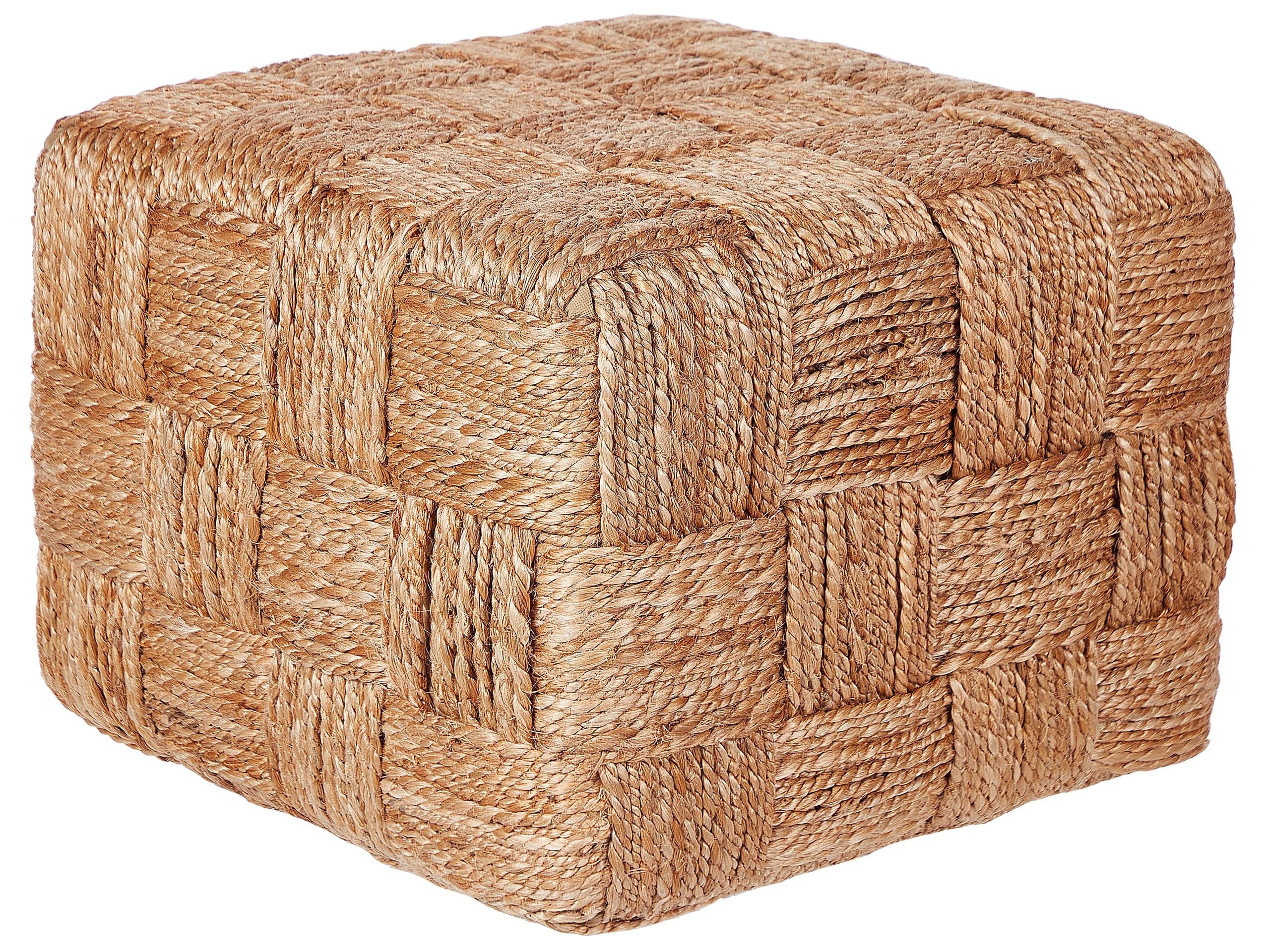 Pouf tissé en jute beige ⌀ 50 cm SARSAR