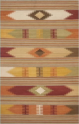 SAFAVIEH Kilim Collection - Alfombra decorativa de 4 x 6 pies, color rojo y multicolor, hecho a mano, lana tribal del suroeste, ideal para zonas de