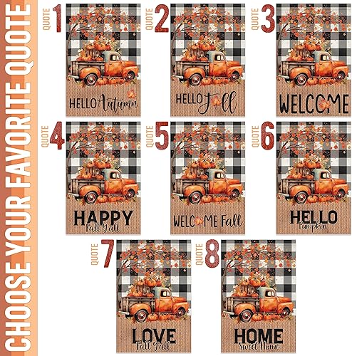 Miniatura 2 de Banderas de jardín de otoño para perros de bienvenida para exteriores, 12 x 18 pulgadas, pequeño, de doble cara, de arpillera, color rojo, de