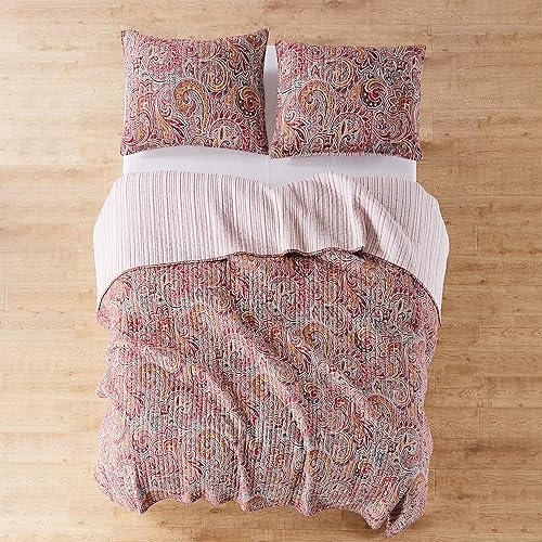 Miniatura 4 de Levtex Home - Juego de edredón Kimpton - Edredón matrimonialQueen y dos fundas estándar - Paisleys en color borgoña, rojo - Colcha (88 x 92