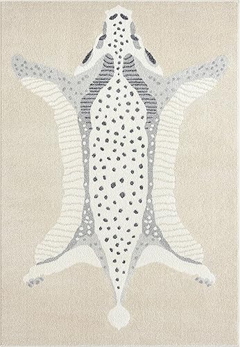 Miniatura 2 de Abani Nuevo Collection - Alfombra de área, diseño moderno de piel sintética, color marfilbeige, 7.9 x 10.2 pies, fácil de limpiar, duradera para